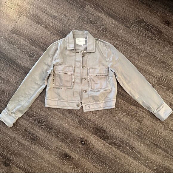 Anthropologie Piped Trucker Jacket - Picture 1 of 10